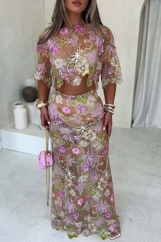 Floral Detail Skirt Set