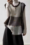 Plaid V-Neck Button-Front Sweater Vest