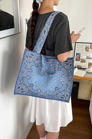 Paisley Print Quilted Tote Bag