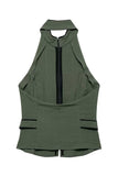 High-Neck Double-Breasted Tank Top