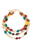 Multi-Strand Polished Stone Bead Necklace