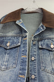 Contrast Collar Crop Denim Jacket