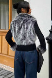 Faux Fur Collar Ribbed Zip-Up Jacket
