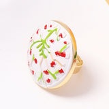 Enamel Flower Heart Flower Ring