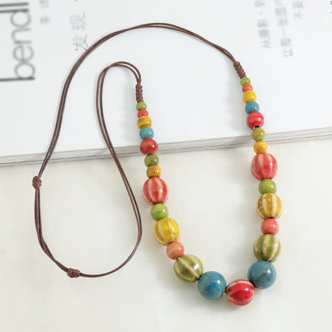 Boho Beaded Cord Necklace