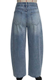 High-Waist Button Detail Barrel Jeans