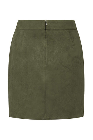 High-Waist Button Detail Slit Mini Skirt