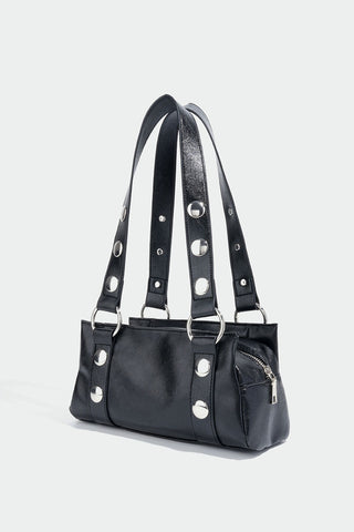 Studded Ring-Handle Shoulder Bag