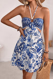 Halter Neck Cutout Vacation Dress