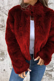 Faux Fur Zip-Front Collared Coat