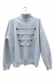 Zip-Front Mock Neck Knit Cardigan
