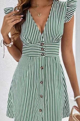 Striped Button-Front Casual Dress