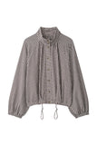 Plaid Mock Neck Drawstring Jacket