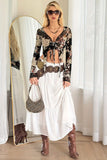 Sheer Floral Tie-Front Bell Sleeve Blouse