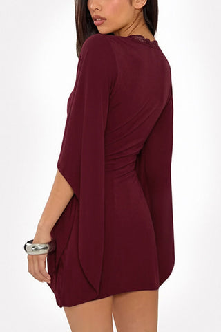 Lace Trim Puff Sleeve Mini Dress