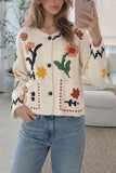 Floral Motif Button Front Cardigan