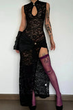 Elegant Lace Slit Maxi Dress