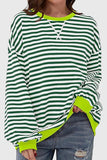 Striped Crew Neck Contrast Trim Top