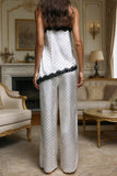 Polka Dot Lace Trim Cami Pajama Set