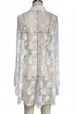 Floral Lace Mock Neck Bell Sleeve Cape