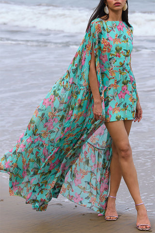 Flowing Layered Floral Dress