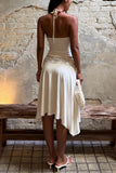 Lace Trim Halter Skirt Set