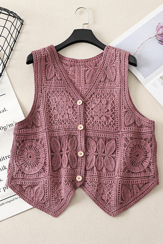Button-Front Crochet Vest