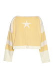 Star Graphic Crochet Panel Pullover