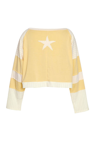 Star Graphic Crochet Panel Pullover