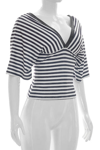 Striped Wrap-Front Top