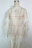 Ruffle Sheer Lace Mini Dress