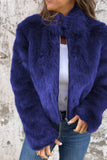 Faux Fur Zip-Front Collared Coat