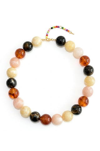 Multi-Tone Beaded Drop Pendant Necklace