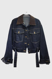 Contrast Collar Crop Denim Jacket