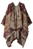 Geometric Print Open Front Knit Poncho
