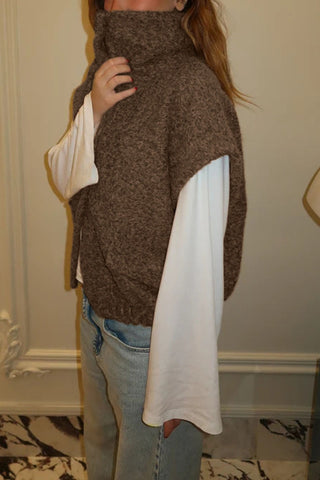 High-Collar Snap Button Fuzzy Vest