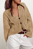 Cable Knit V-Neck Button Front Cardigan