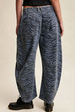 Zebra Print High-Waist Barrel Jeans