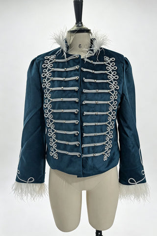 Velvet Military Braided Fringe Trim Jacket