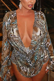 Animal Print Cowl Neck Shorts Set