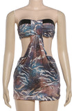 Cutout Snake Print Mini Dress