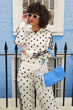 Polka Dot Zip-Up Track Pants Set
