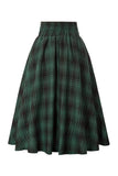 Plaid High-Waist Button Midi Skirt