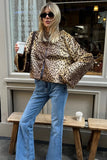 Leopard Print Faux Fur Open Front Jacket
