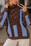 Leopard Print Turtleneck Knit Sweater