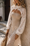 Lace Long Sleeve Cropped Blouse