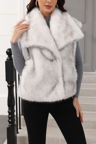 Faux Fur Sleeveless Open Front Vest