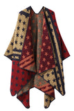 Geometric Print Open Front Knit Poncho