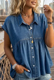 Button-Front Short Sleeve Top