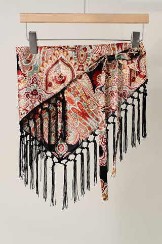 Elephant Print Fringe Scarf